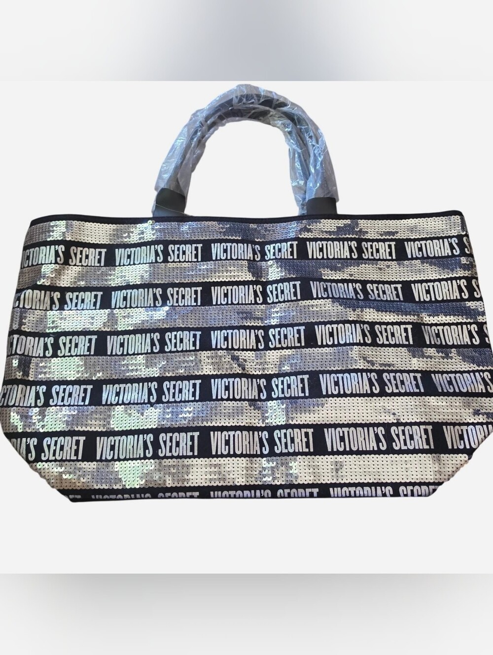 Victoria's Secret Silver Sequin Logo Tote